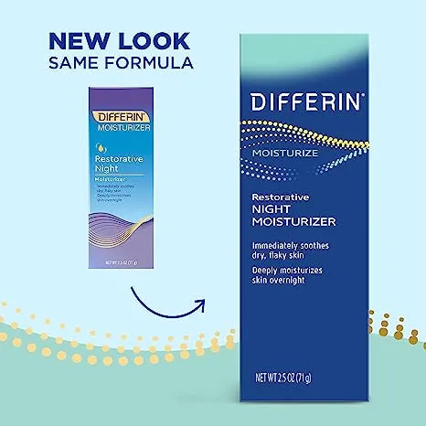 Differin Night Cream with Hyaluronic Acid, Restorative Night Moisturizer by the Makers of Differin Gel, Gentle Skin Care for Acne Prone Sensitive Skin, 2.5 oz