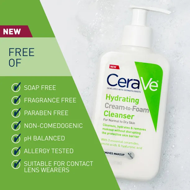 CeraVe Hydrating Cream-to-Foam Face Cleanser 12oz