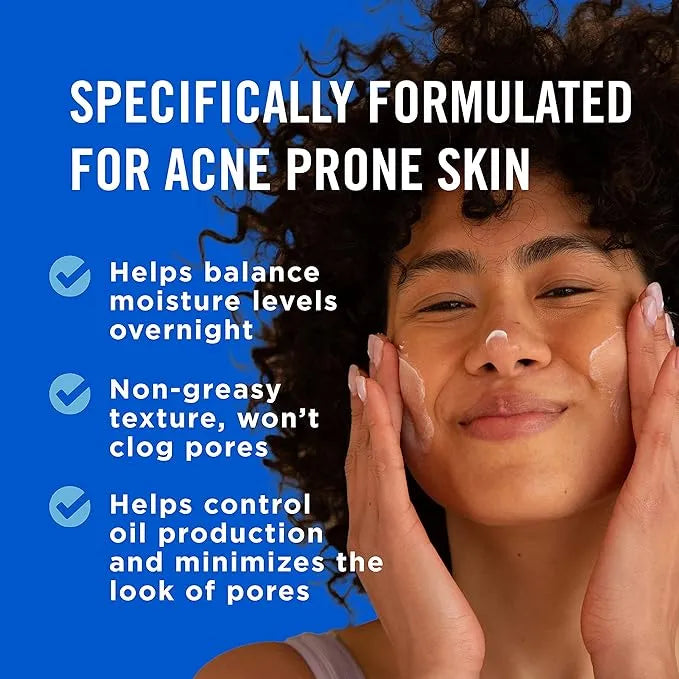 PanOxyl PM Balancing Repair Moisturizer with Niacinamide, Ceramides and Cica, Hydrating Face Moisturizer, Acne Prone Skin and Dry Skin, Non-Comedogenic Night Face Moisturizer, 3 oz