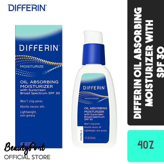 Differin Oil Absorbing Moisturizer with Sunscreen, Oil-Free, SPF 30, 4 fl oz