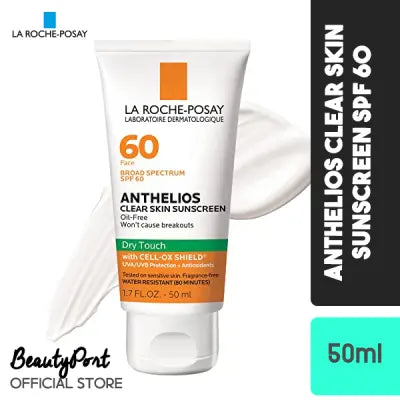 La Roche-Posay Anthelios Clear Skin Dry Touch Sunscreen SPF 60, Oil Free Face Sunscreen for Acne Prone Skin, Won't Cause Breakouts, Non-Greasy, Oxybenzone Free