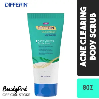 Differin Acne Clearing Body Scrub with Salicylic Acid, for Back, Shoulders, Chest, 8 oz