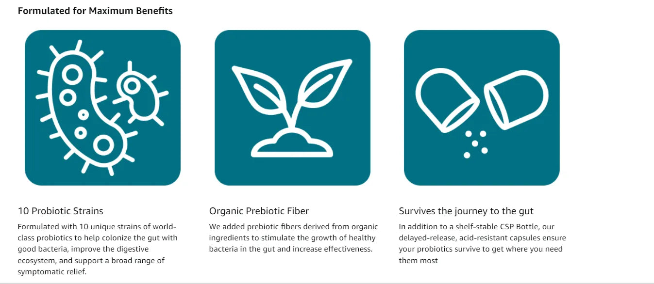Physician's CHOICE Probiotics 60 Billion CFU - 10 Diverse Strains Plus Organic Prebiotic, Designed for Overall Digestive Health and Supports Occasional Constipation, Diarrhea, Gas & Bloating