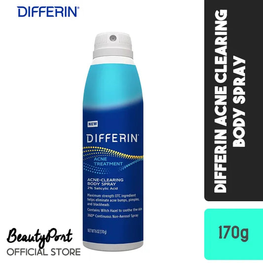 Differin Acne Body Spray, Acne Treatment with Salicylic Acid by the makers of Differin Gel, 360 Formula for Back Acne, Chest and Shoulders, 6 oz