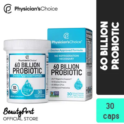 Physician's CHOICE Probiotics 60 Billion CFU - 10 Diverse Strains Plus Organic Prebiotic, Designed for Overall Digestive Health and Supports Occasional Constipation, Diarrhea, Gas & Bloating