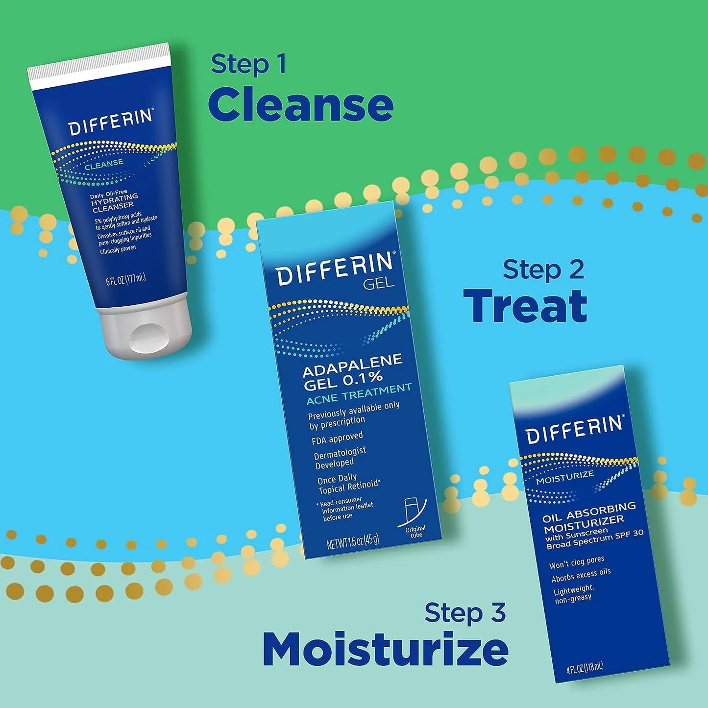 Differin Oil Absorbing Moisturizer with Sunscreen, Oil-Free, SPF 30, 4 fl oz