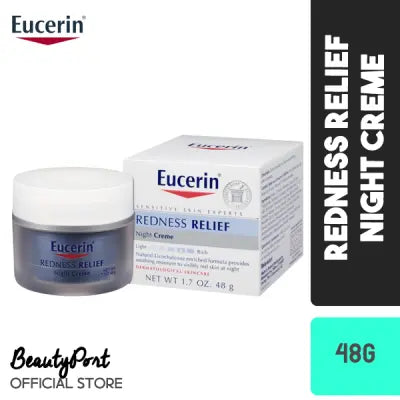 Eucerin Redness Relief Night Creme, For Sensitive Skin, 1.7 Oz. Jar