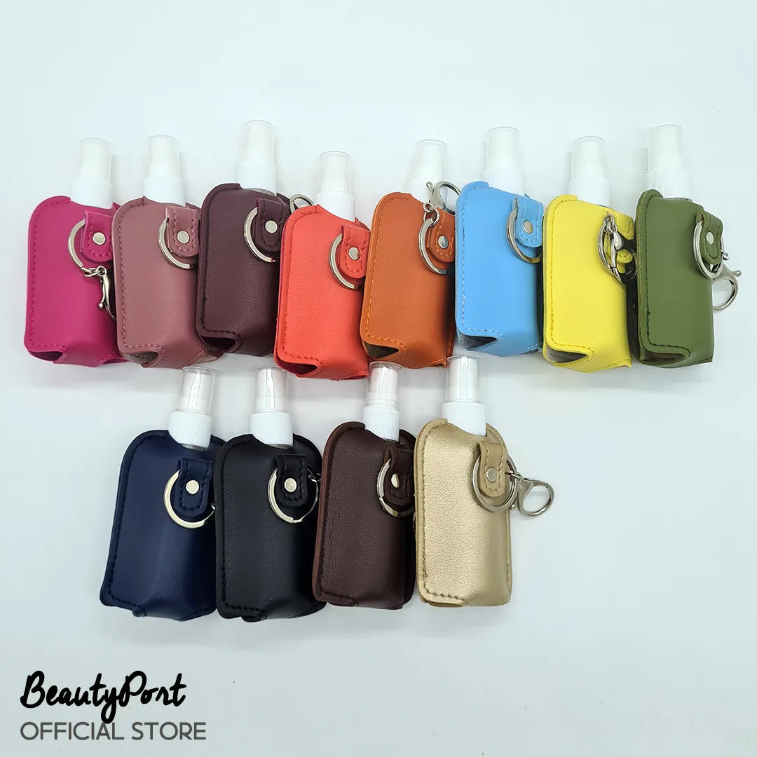 Alcohol Holder with Sanitizer Spray Bottle and Keychain (Vegan Leather) New Normal Essential