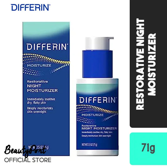 Differin Night Cream with Hyaluronic Acid, Restorative Night Moisturizer by the Makers of Differin Gel, Gentle Skin Care for Acne Prone Sensitive Skin, 2.5 oz