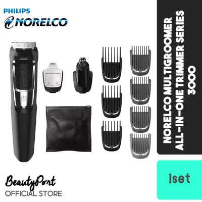 Philips Norelco Multigroomer All-in-One Trimmer Series 3000, 13 Piece Mens Grooming Kit, for Beard, Face, Nose, and Ear Hair Trimmer and Hair Clipper, NO Blade Oil Needed, MG3750/60