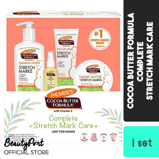 Palmer's Cocoa Butter Formula Complete Stretch Mark and Pregnancy Skin Care Kit, Gift for Mom to Be, 4 Piece Set