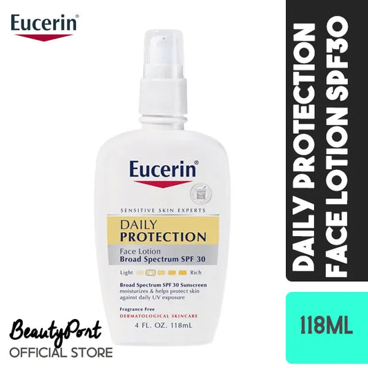 Eucerin Daily Protection Face Lotion with SPF 30, For Sensitive Skin, 4 Fl. Oz. Bottle