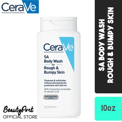 (US Version) CeraVe Body Wash with Salicylic Acid | Fragrance Free Body Wash to Exfoliate Rough and Bumpy Skin | Allergy Tested | 10 Ounce