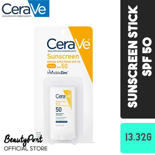 (US Version) CeraVe Sunscreen Stick SPF 50 | 0.47 Ounce | Mineral Sunscreen for Kids & Adults